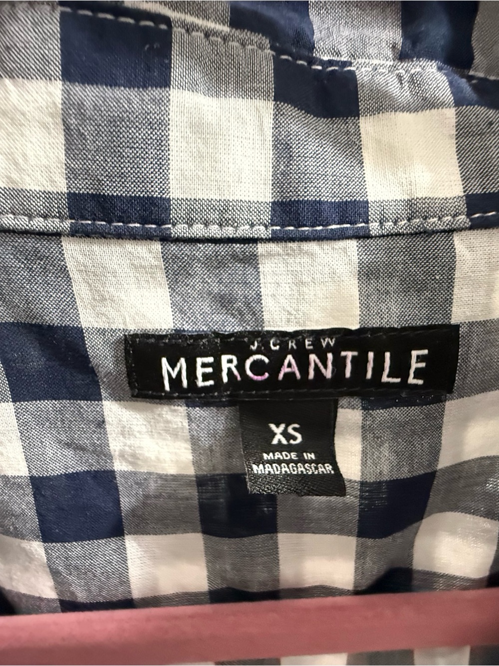 J. Crew Mercantile Navy and White Gingham Button-Down Shirt